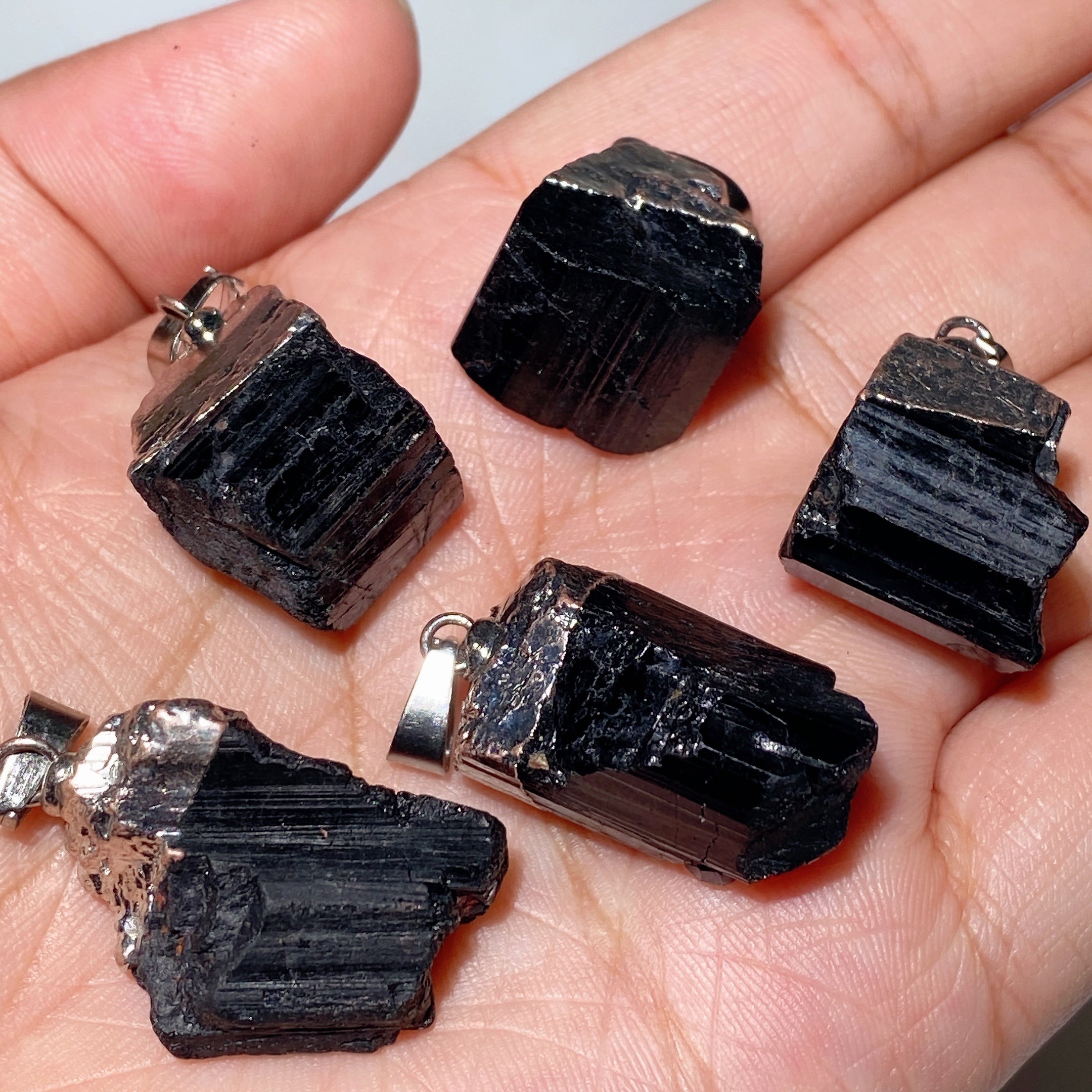 Natural Raw Black Tourmaline Pendant 15-25mm Healing Crystal