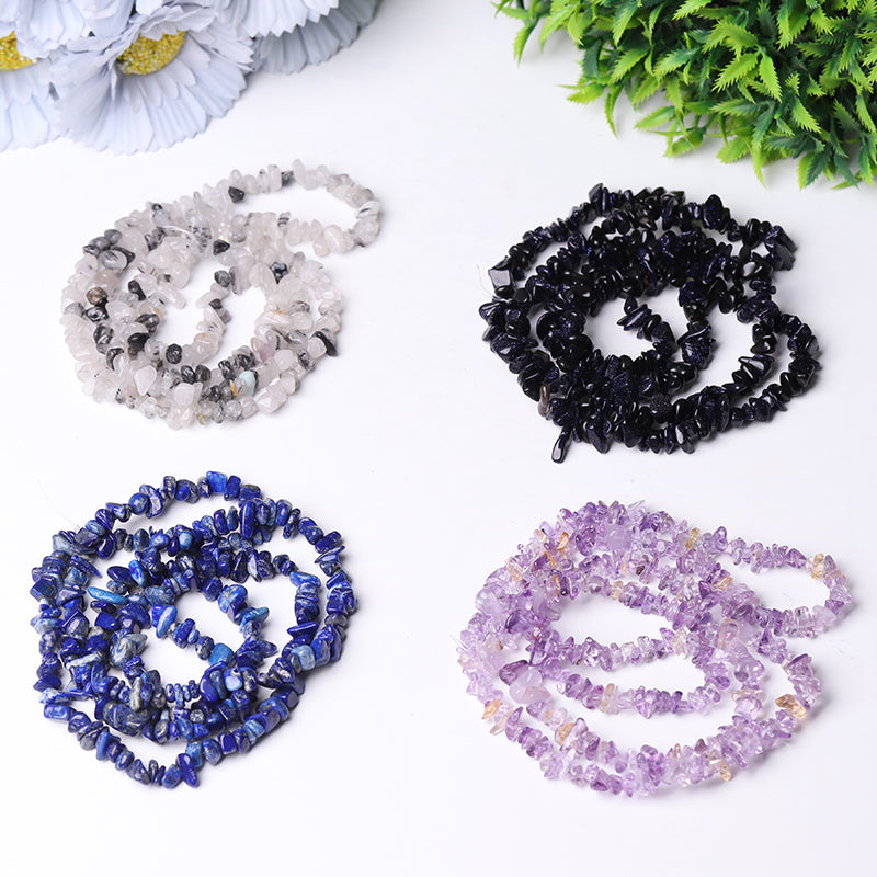 Natural Raw Crystal Chips String 32 Inches for DIY Healing
