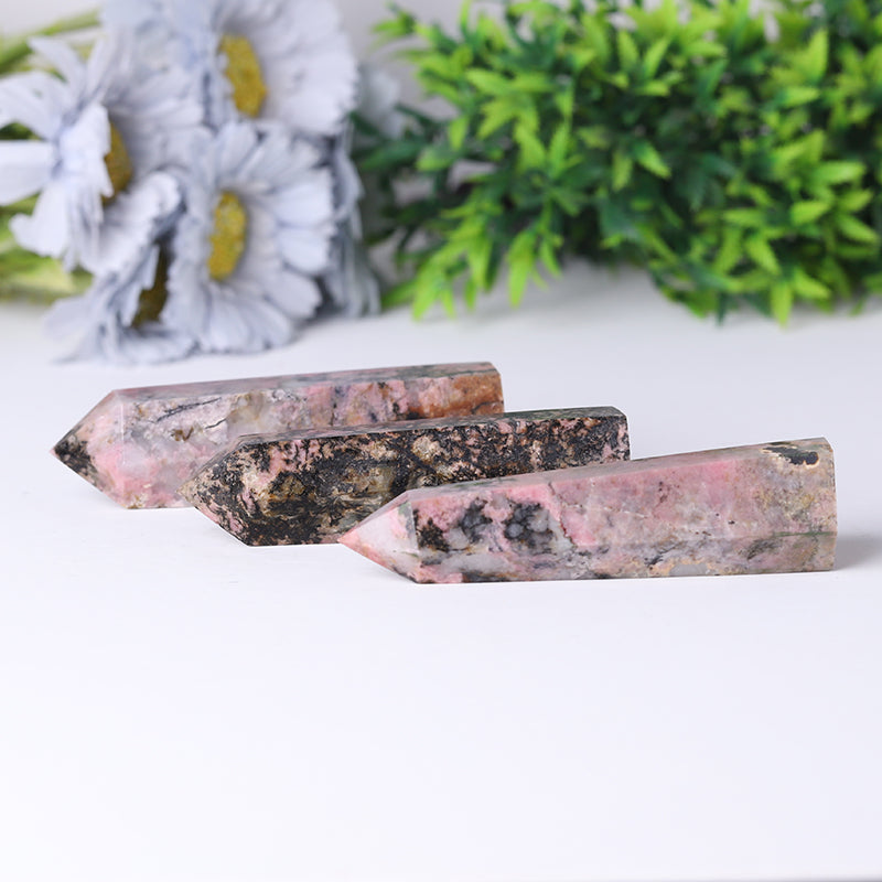 Natural Rhodonite Crystal Tower 2.4-4.5 inch Healing Point