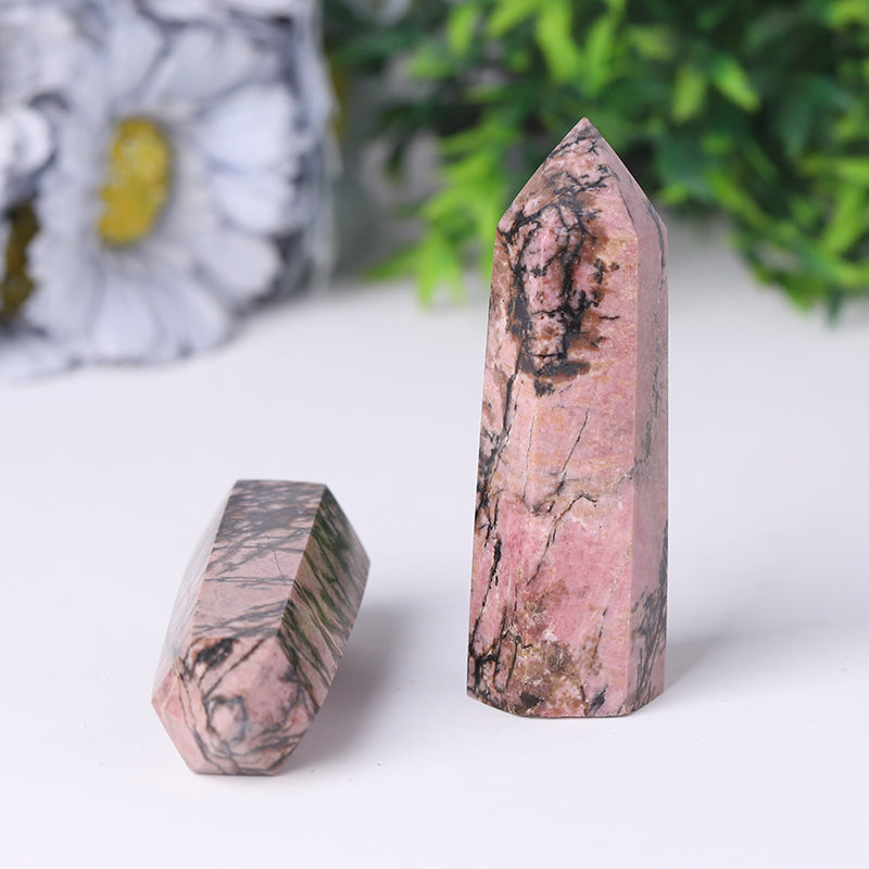 Natural Rhodonite Healing Tower 2.4-4.5 in Points