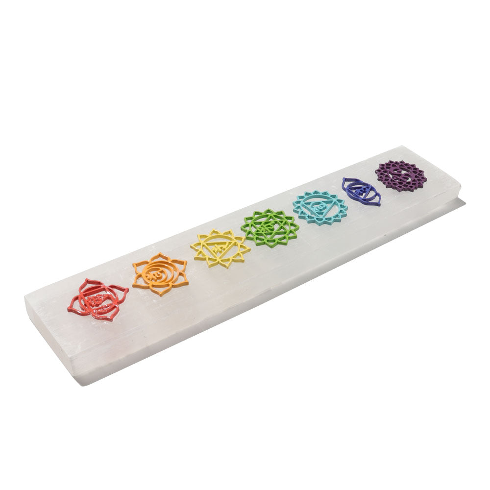 Natural Selenite 7 Chakra Crystal Wand for Energy Healing
