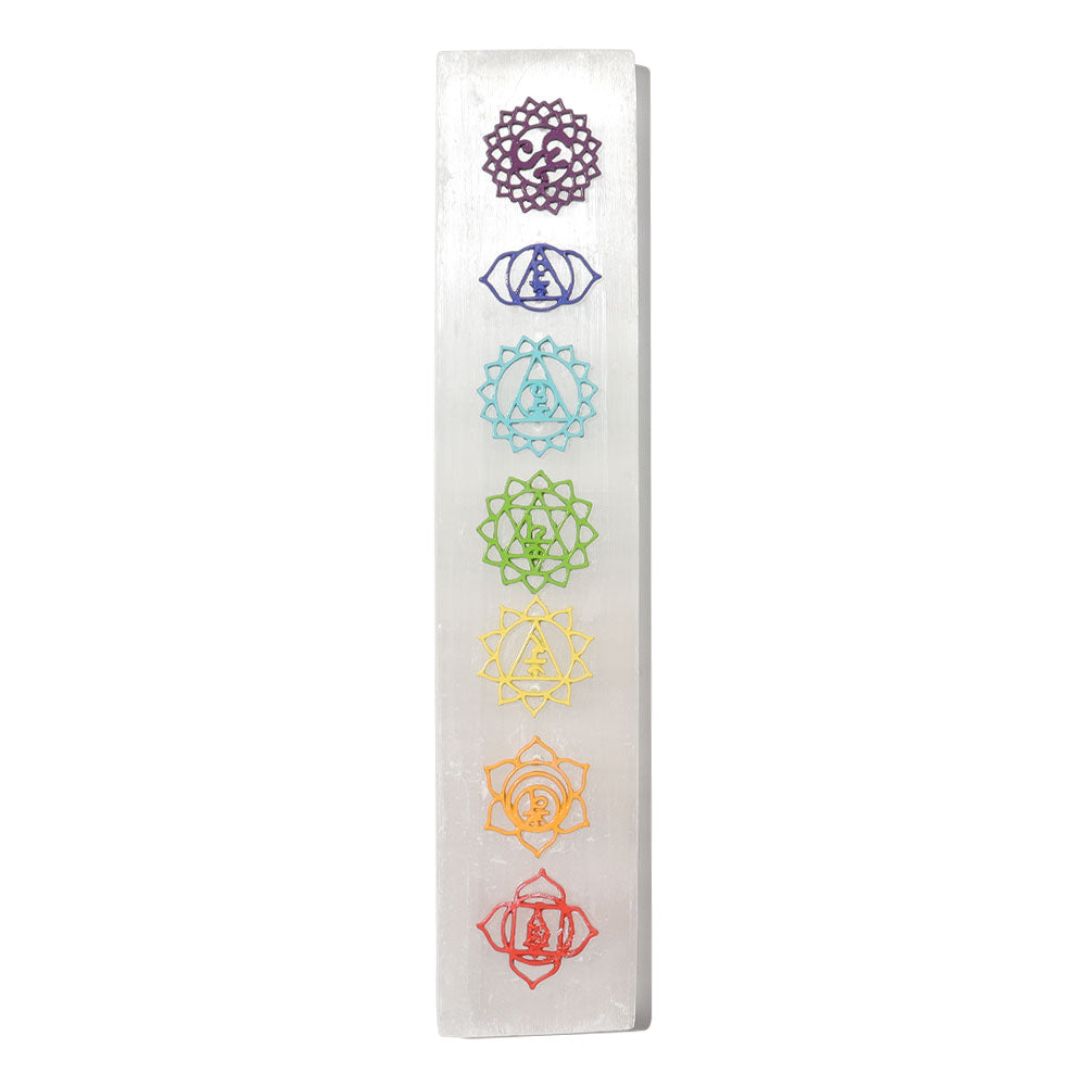 Natural Selenite 7 Chakra Crystal Wand for Energy Healing