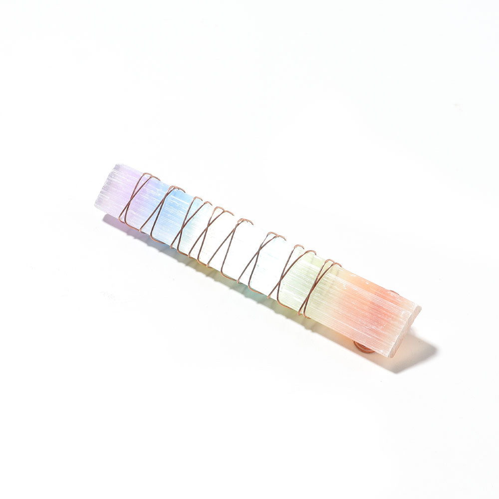 Natural Selenite Stick 3.4in with 7 Chakra Healing Stones