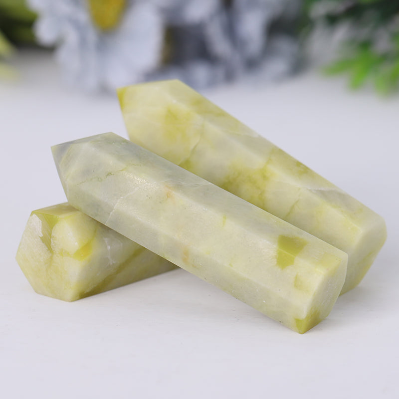 Natural Serpentine Jade Crystal Tower 2.4-4.5 inch Healing Point