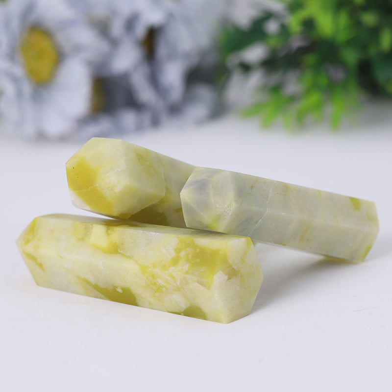 Natural Serpentine Jade Crystal Tower 2.4-4.5 inch Healing Point