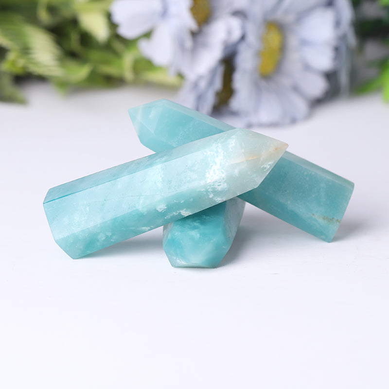 Natural Sky Blue Caribbean Calcite Crystal Tower 2.4-4.5 in Healing