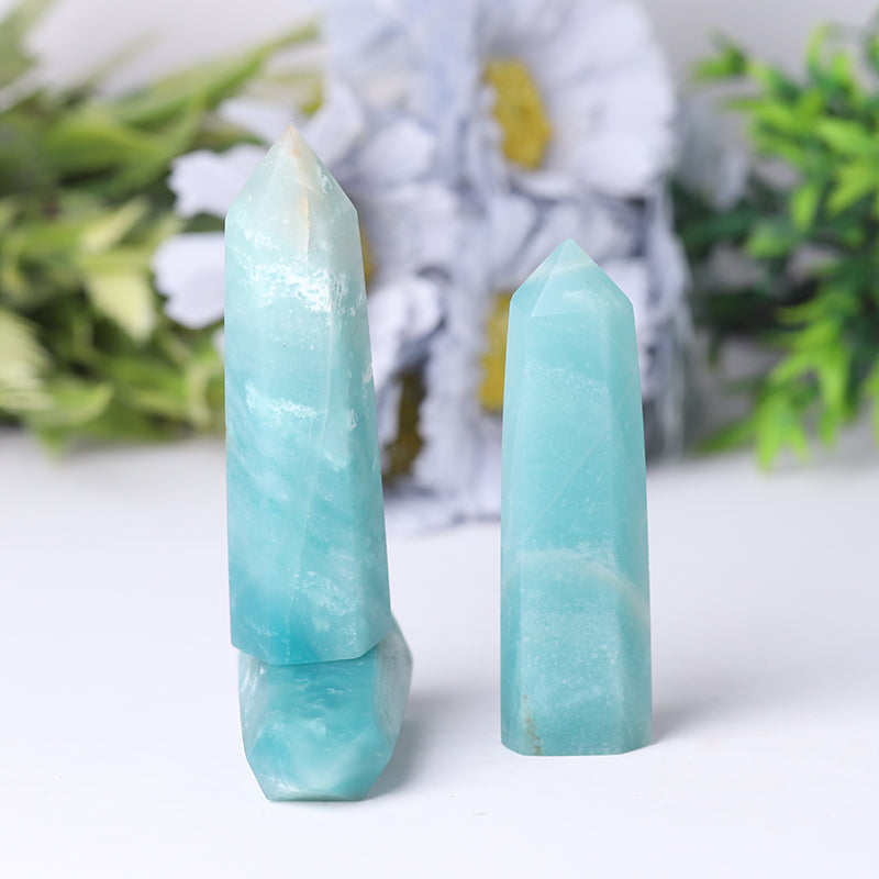 Natural Sky Blue Caribbean Calcite Crystal Tower 2.4-4.5 in Healing