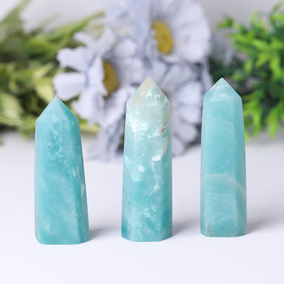 Natural Sky Blue Caribbean Calcite Crystal Tower 2.4-4.5 in Healing