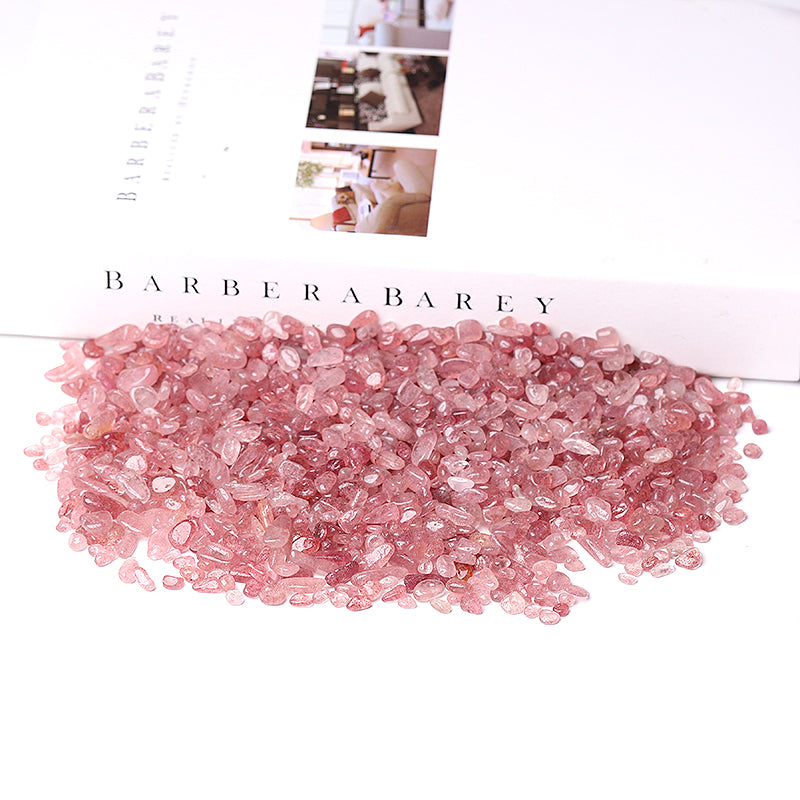 Natural Strawberry Quartz Crystal Chips 5-9mm Decoration