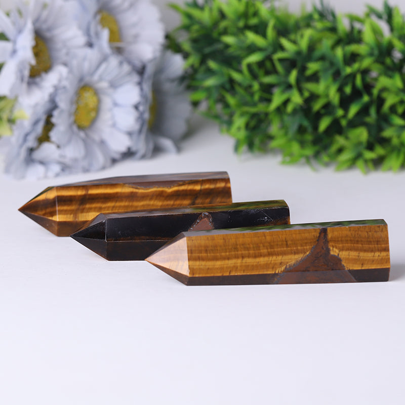 Natural Yellow Tiger Eye Crystal Point Wands 2.4-4.5 Inch