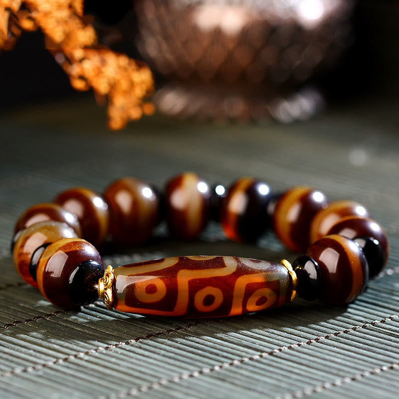 Nine-Eye Dzi Bead Agate Wealth and Protection Bracelet