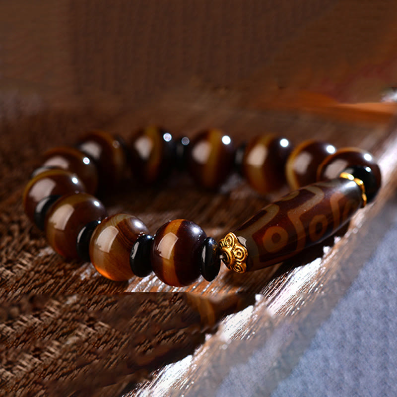 Nine-Eye Dzi Bead Agate Wealth and Protection Bracelet