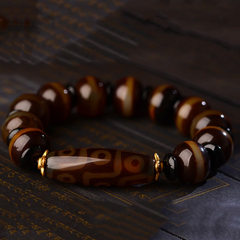 Nine-Eye Dzi Bead Agate Wealth and Protection Bracelet