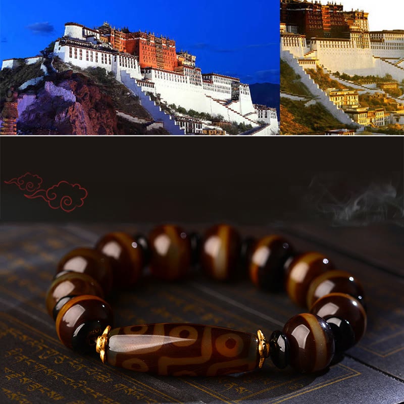 Nine-Eye Dzi Bead Agate Wealth and Protection Bracelet