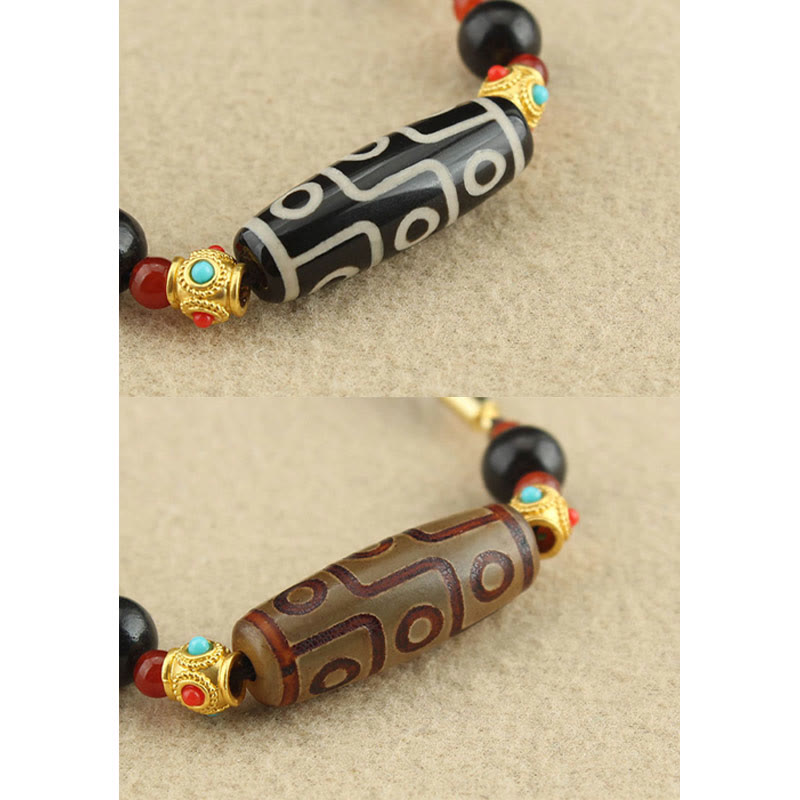 Nine-Eye Dzi Bead Protection Necklace | Tibetan Agate Pendant