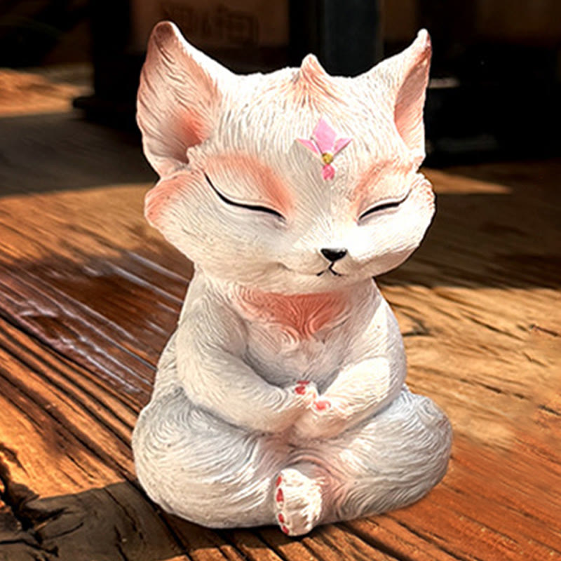 Nine-Tailed Fox Resin Figurine 10x6x6cm Spiritual Protection