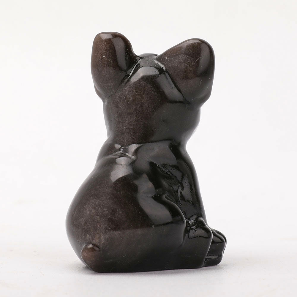 Obsidian Crystal Dog Carving 2.4 Inch Figurine