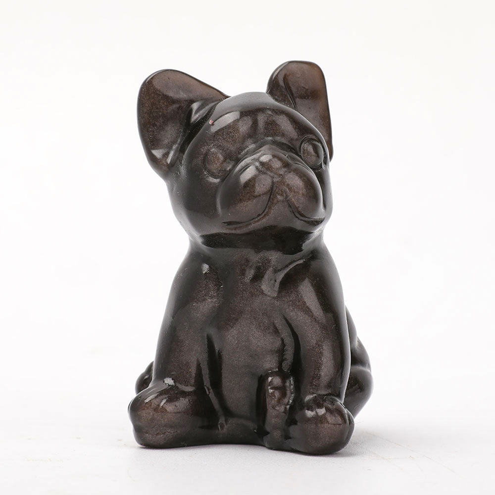 Obsidian Crystal Dog Carving 2.4 Inch Figurine