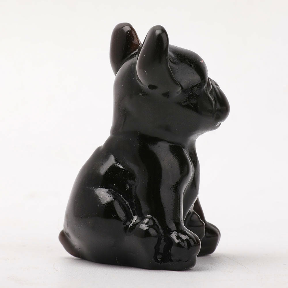 Obsidian Crystal Dog Carving 2.4 Inch Figurine