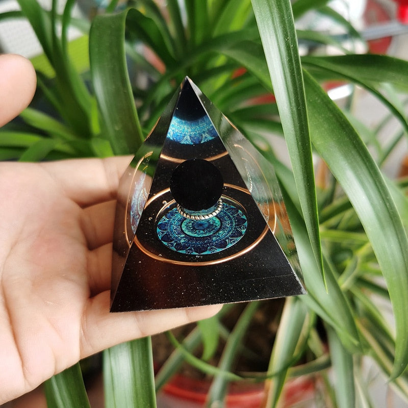 Obsidian Crystal Sphere Pyramid