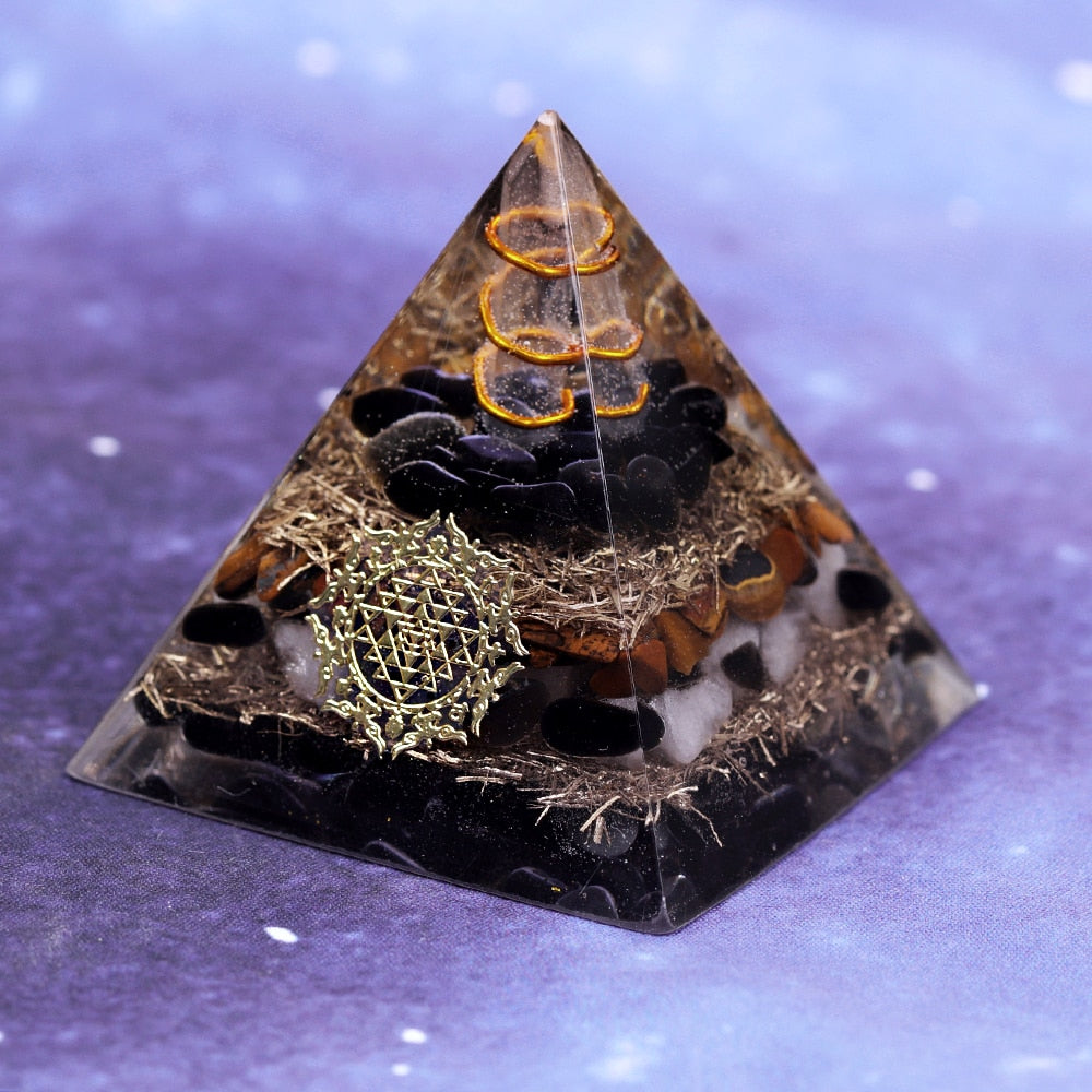 Obsidian Guardian Orgone Pyramid - Energy Harmony Decor