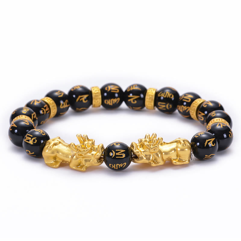 Obsidian & Onyx PiXiu Wealth Bracelet
