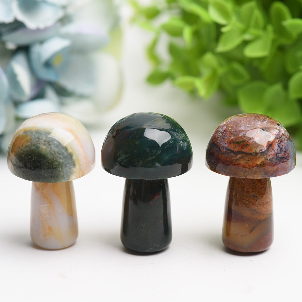 Ocean Jasper 1.9 Inch Crystal Mushroom Carving