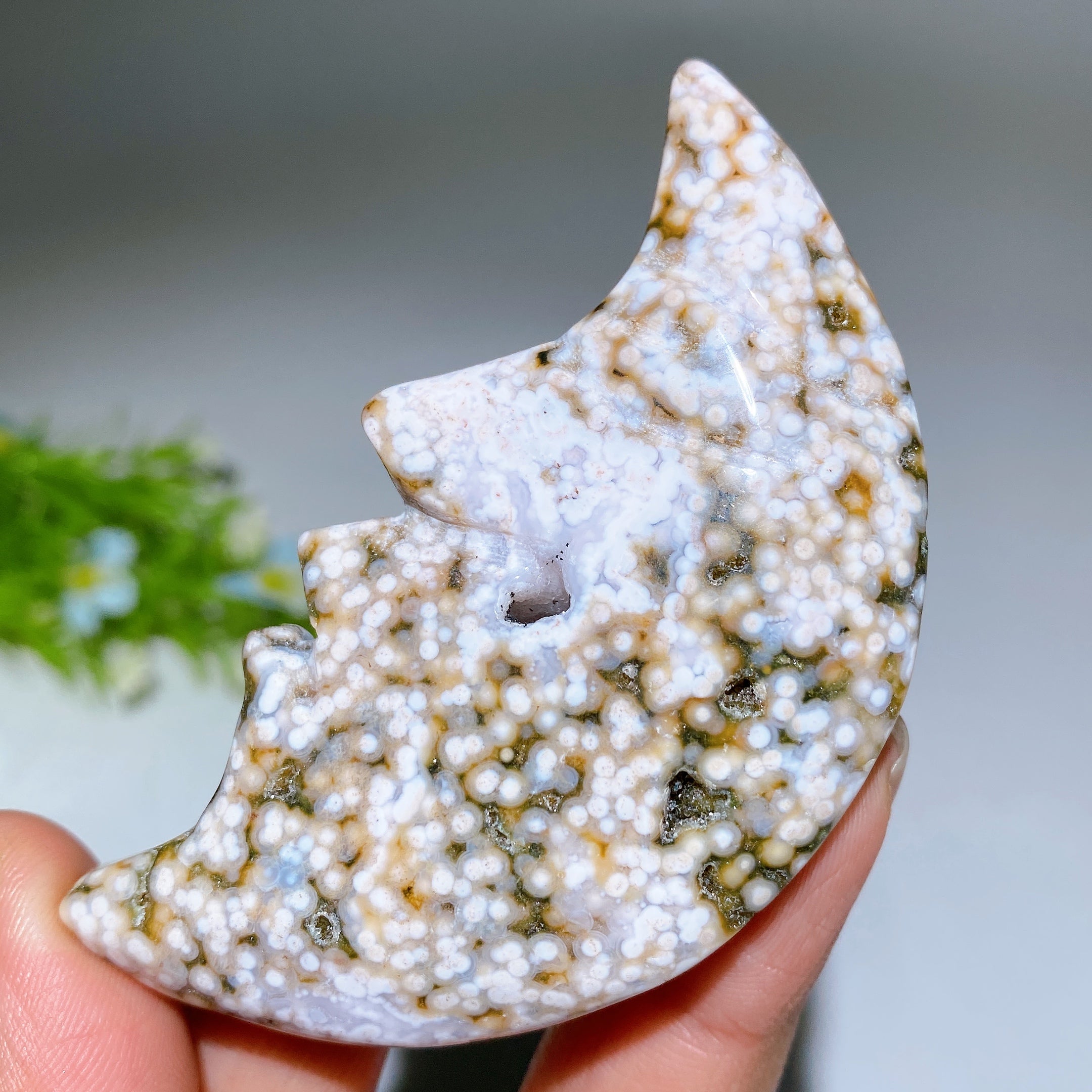 Ocean Jasper Moon Face Crystal Figurine 2.6-3.2 Inch Healing Carving