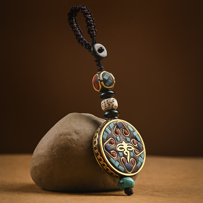 Om Mani Padme Hum Bodhi Seed Peace Key Chain Charm