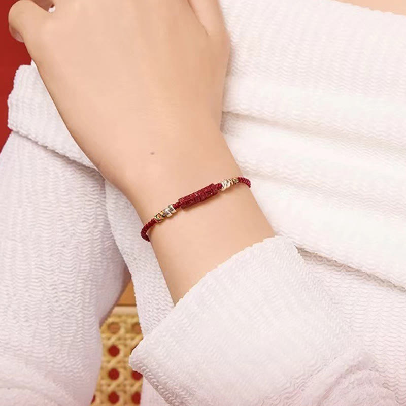 Om Mani Padme Hum Cinnabar Red String Bracelet