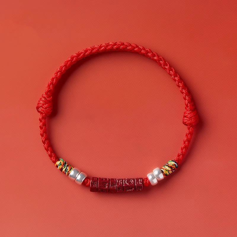 Om Mani Padme Hum Cinnabar Red String Bracelet
