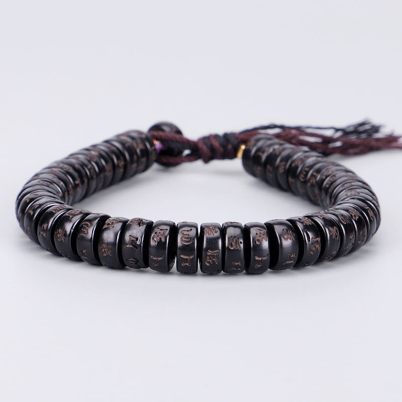 Om Mani Padme Hum Coconut Shell Positive Bracelet