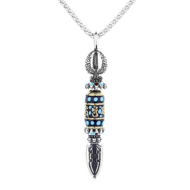 Om Mani Padme Hum Copper Agate Protection Pendant Necklace