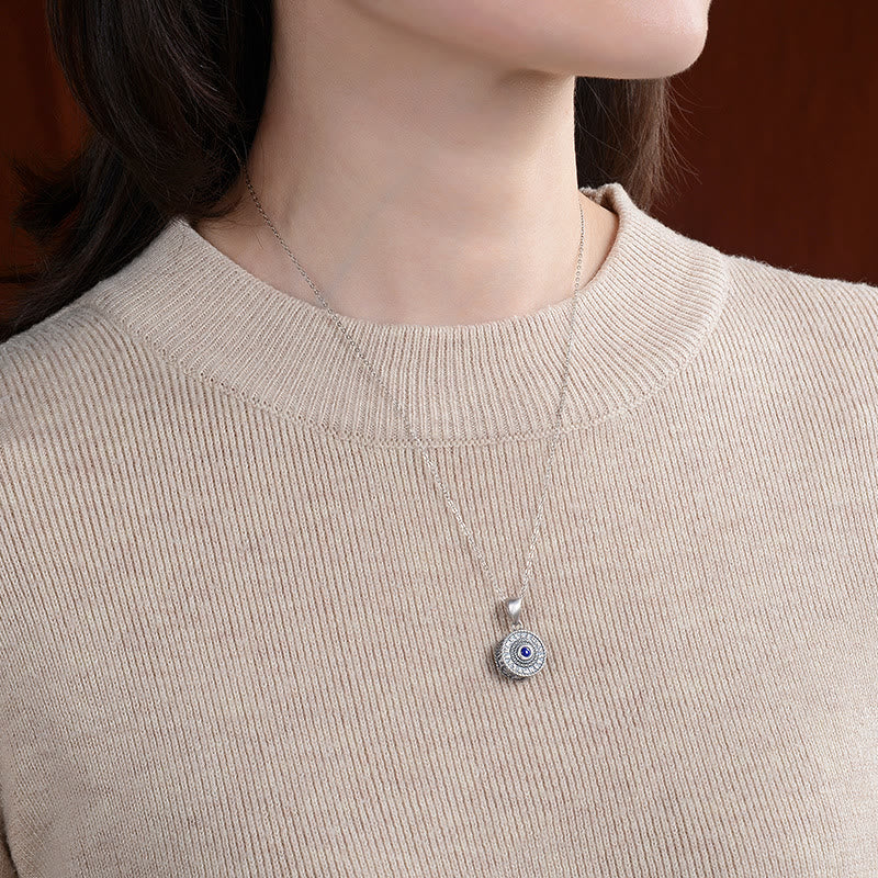 Om Mani Padme Hum Necklace in 925 Sterling Silver with Lazurite | Love & Peace