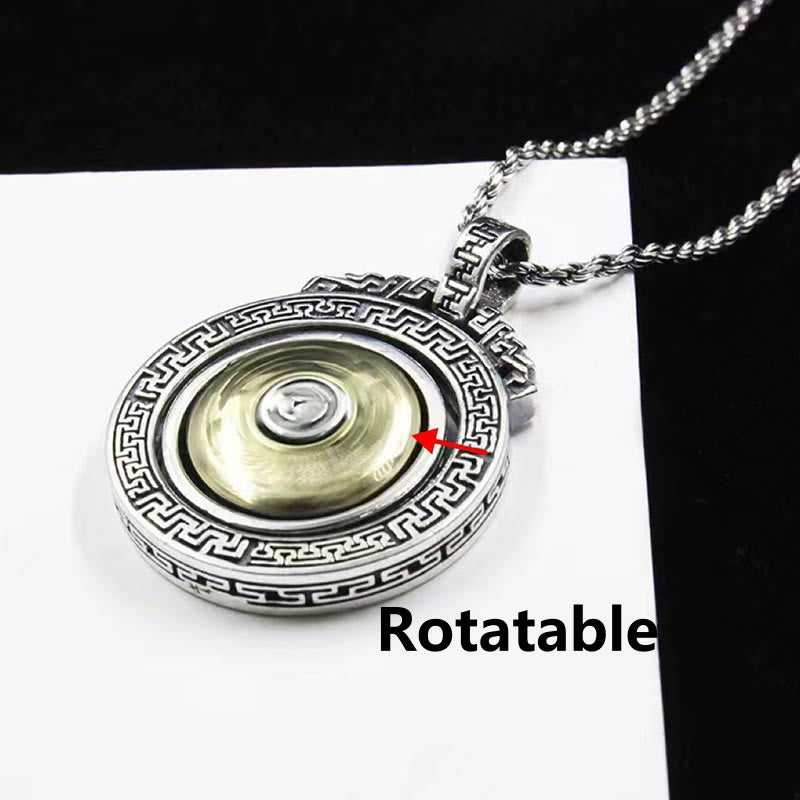 Om Mani Padme Hum Necklace | Copper Silver Rotatable Pendant