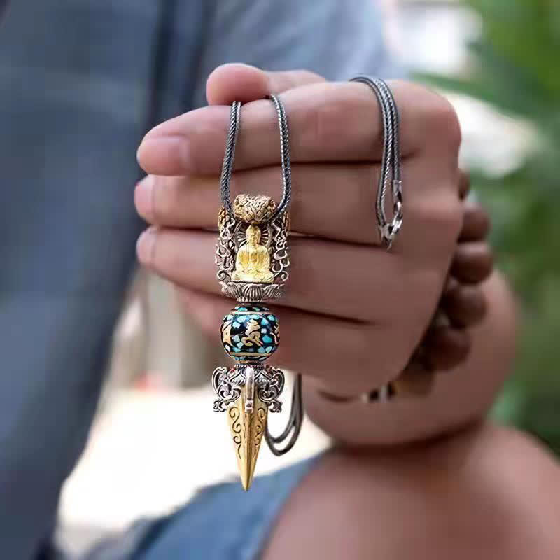 Om Mani Padme Hum Necklace | Copper Vajra Pendant Unisex