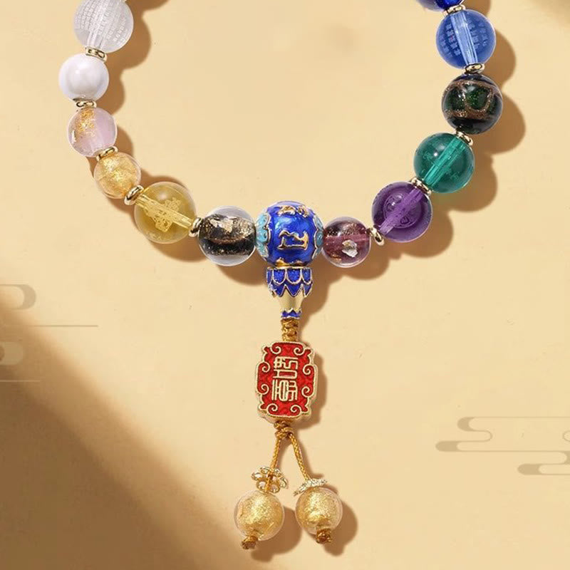 Om Mani Padme Hum Tibetan Wrist Mala | 18 Incense Ash Liuli Glass Beads