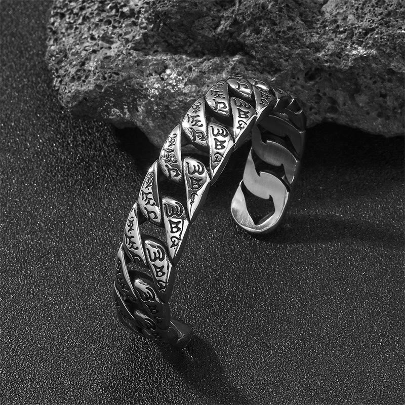 Om Mani Padme Hum Titanium Steel Handcrafted Peace Bracelet