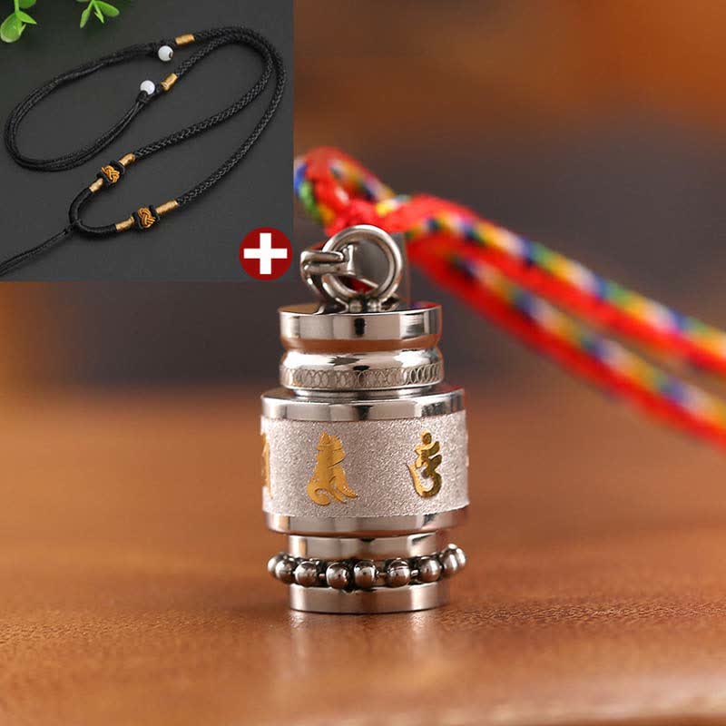 Om Mani Padme Hum Titanium Steel Wisdom Pendant 1.2cm