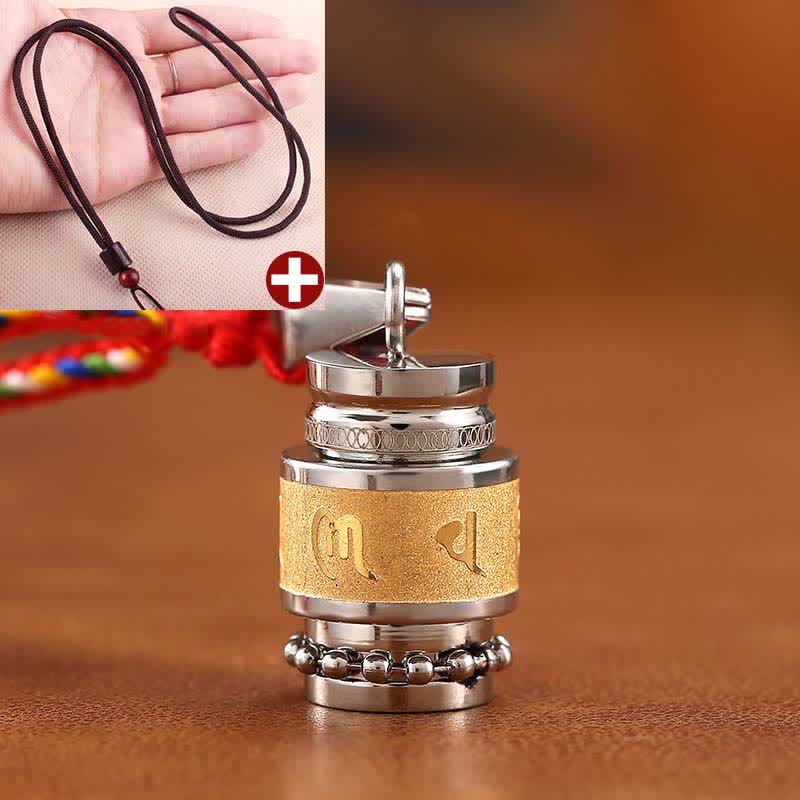 Om Mani Padme Hum Titanium Steel Wisdom Pendant 1.2cm