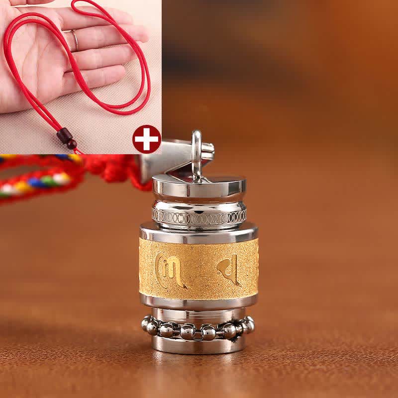 Om Mani Padme Hum Titanium Steel Wisdom Pendant 1.2cm