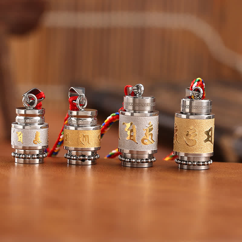 Om Mani Padme Hum Titanium Steel Wisdom Pendant 1.2cm