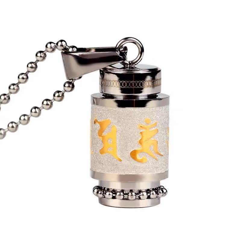 Om Mani Padme Hum Titanium Steel Wisdom Pendant 1.2cm