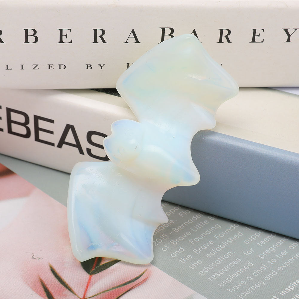 Opalite Crystal Bat Carving 3.6 Inch Healing Figurine