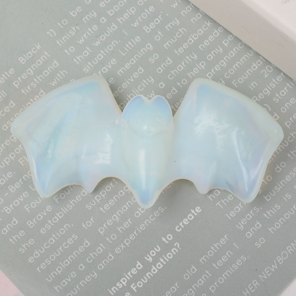 Opalite Crystal Bat Carving 3.6 Inch Healing Figurine