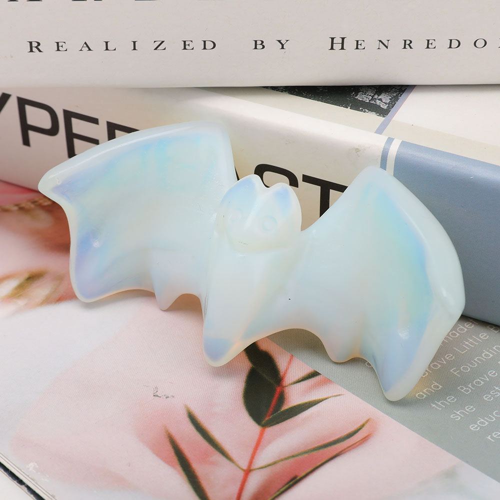 Opalite Crystal Bat Carving 3.6 Inch Healing Figurine