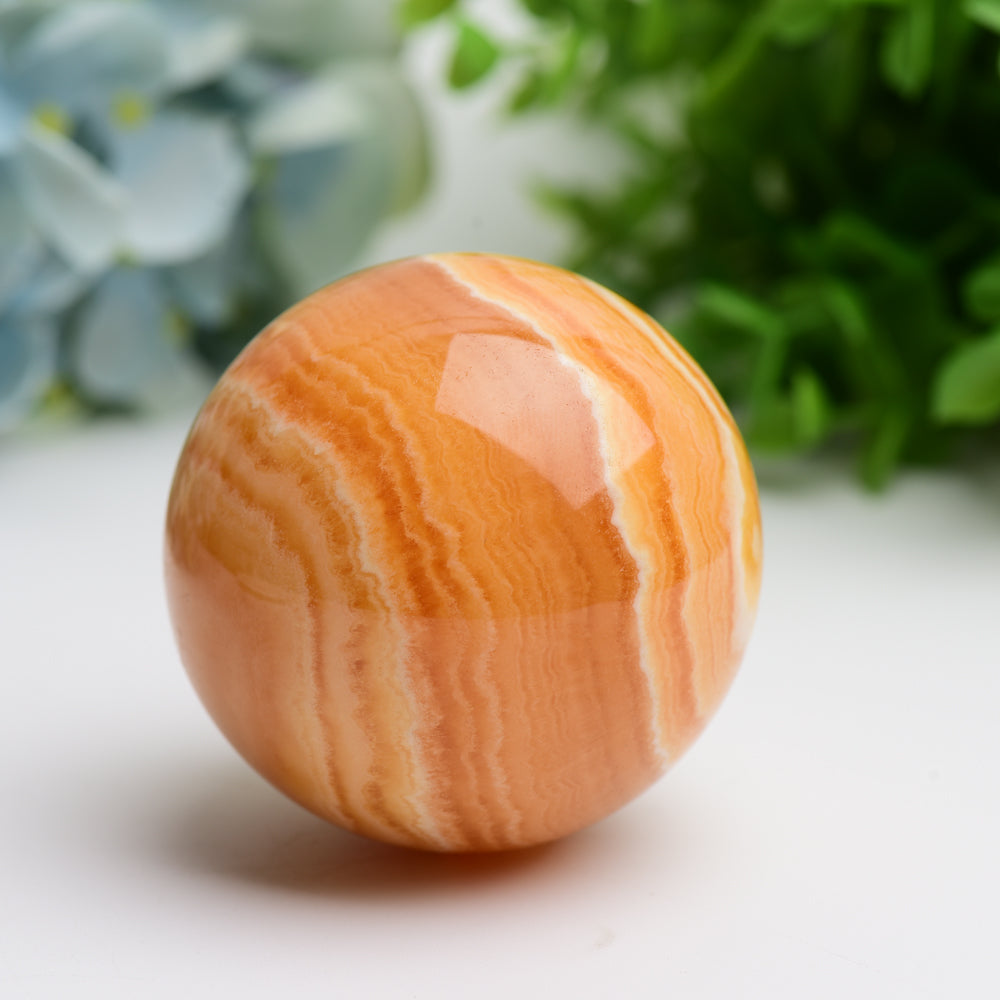 Orange Calcite Crystal Sphere 2-4 inch Healing Stone Orb