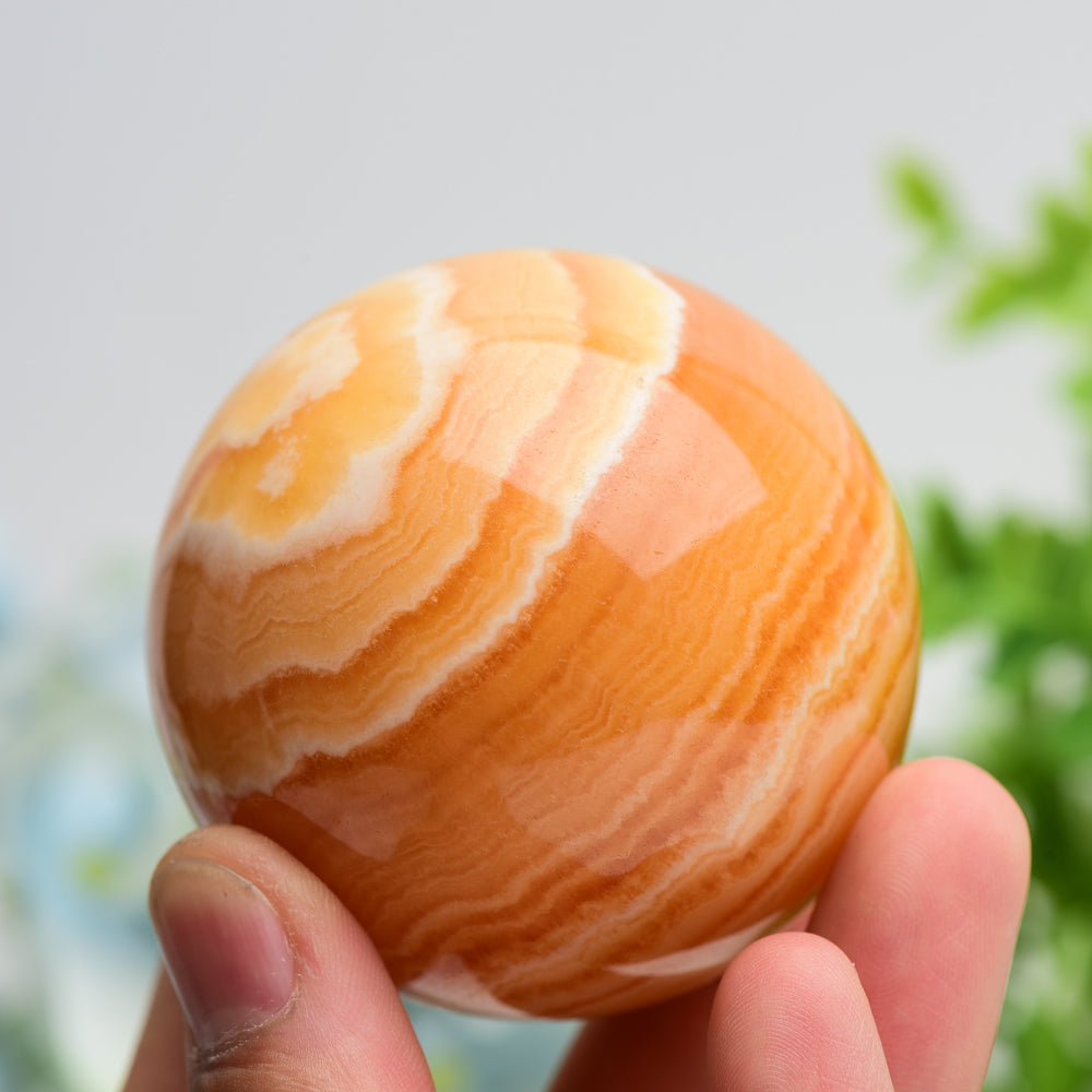 Orange Calcite Crystal Sphere 2-4 inch Healing Stone Orb