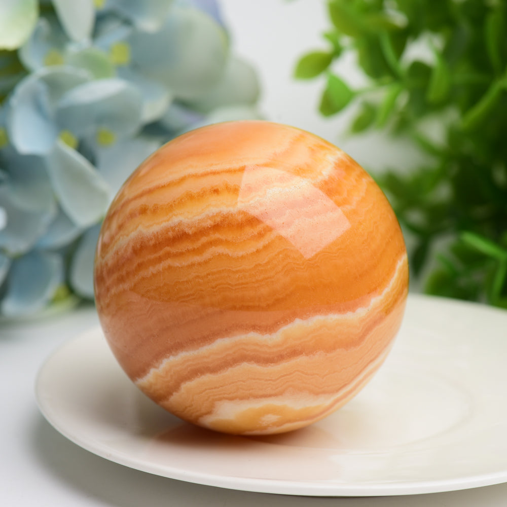 Orange Calcite Crystal Sphere 2-4 inch Healing Stone Orb