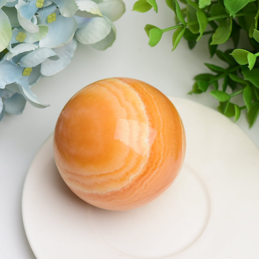 Orange Calcite Crystal Sphere 2-4 inch Healing Stone Orb